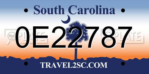 0E22787 South Carolina License Plate
