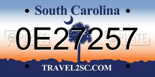0E27257 South Carolina License Plate