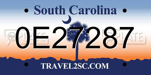 0E27287 South Carolina License Plate
