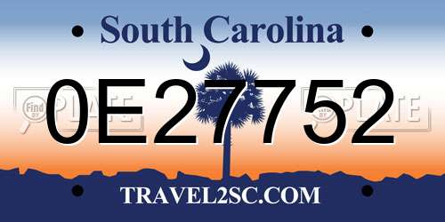0E27752 South Carolina License Plate