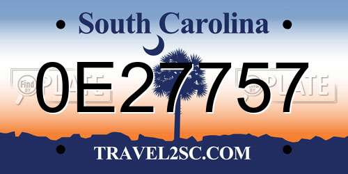0E27757 South Carolina License Plate