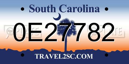 0E27782 South Carolina License Plate