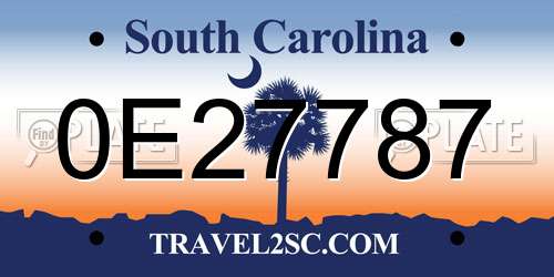 0E27787 South Carolina License Plate