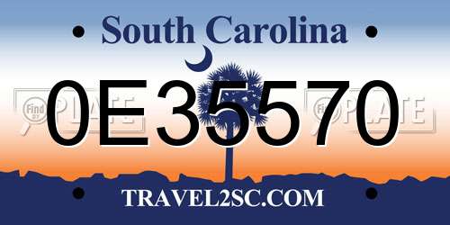 0E35570 South Carolina License Plate
