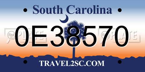 0E38570 South Carolina License Plate