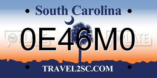 0E46M0 South Carolina License Plate