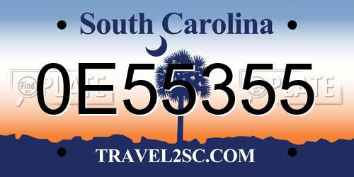 0E55355 South Carolina License Plate