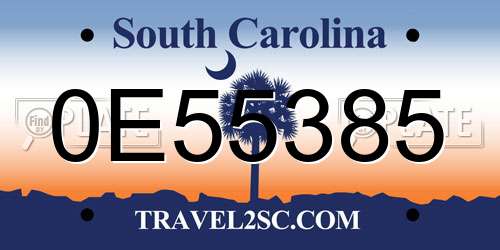 0E55385 South Carolina License Plate