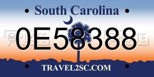 0E58388 South Carolina License Plate
