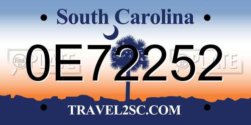 0E72252 South Carolina License Plate
