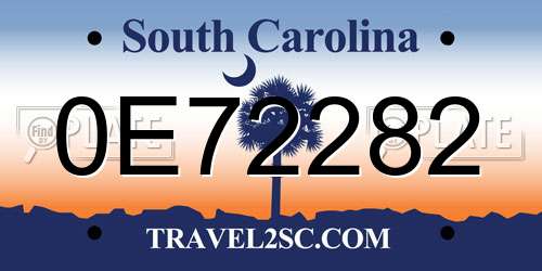 0E72282 South Carolina License Plate