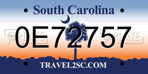 0E72757 South Carolina License Plate