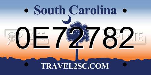 0E72782 South Carolina License Plate