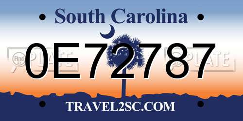 0E72787 South Carolina License Plate