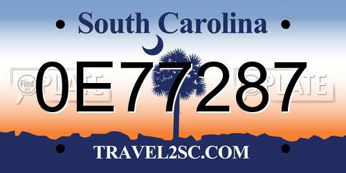 0E77287 South Carolina License Plate
