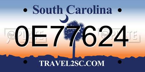 0E77624 South Carolina License Plate