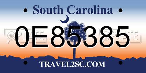 0E85385 South Carolina License Plate