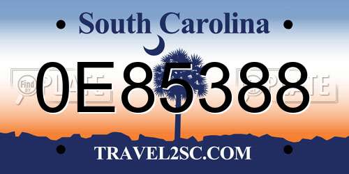 0E85388 South Carolina License Plate