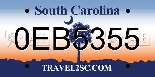 0EB5355 South Carolina License Plate