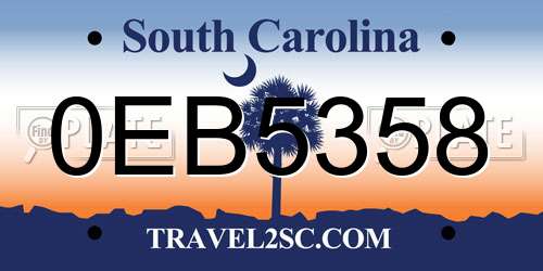0EB5358 South Carolina License Plate