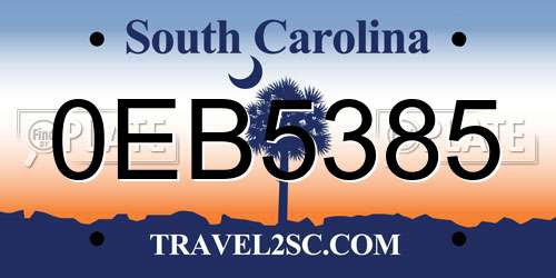 0EB5385 South Carolina License Plate