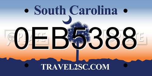 0EB5388 South Carolina License Plate