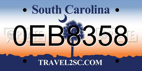 0EB8358 South Carolina License Plate