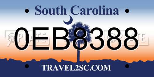 0EB8388 South Carolina License Plate