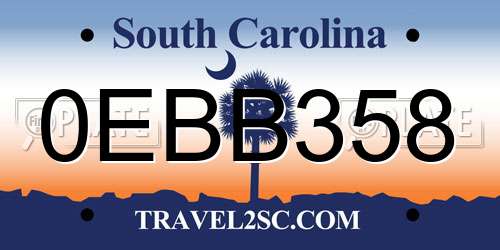 0EBB358 South Carolina License Plate