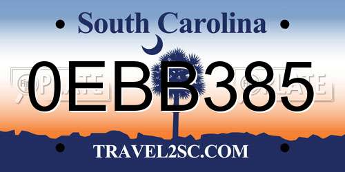 0EBB385 South Carolina License Plate