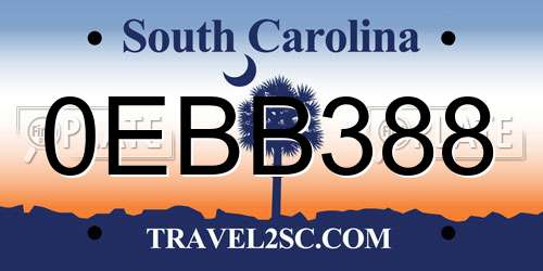 0EBB388 South Carolina License Plate