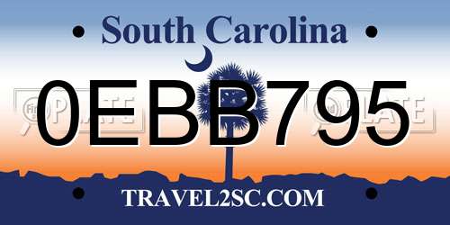 0EBB795 South Carolina License Plate