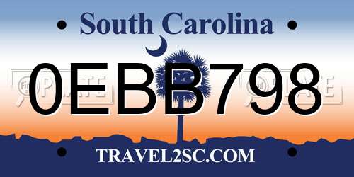 0EBB798 South Carolina License Plate