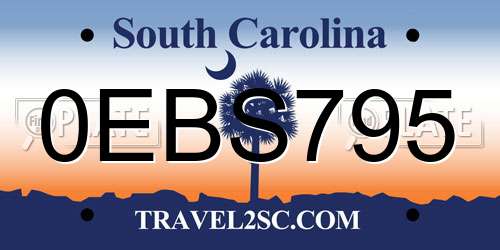 0EBS795 South Carolina License Plate
