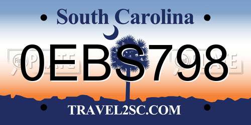 0EBS798 South Carolina License Plate