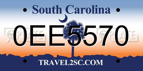 0EE5570 South Carolina License Plate
