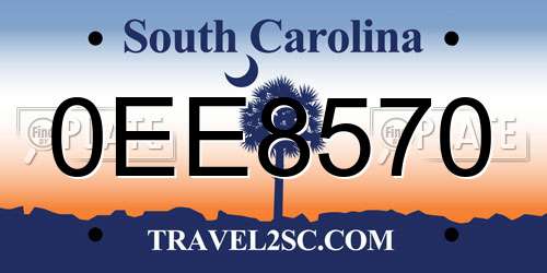0EE8570 South Carolina License Plate
