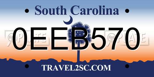 0EEB570 South Carolina License Plate