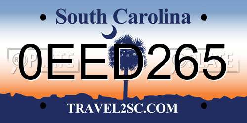 0EED265 South Carolina License Plate