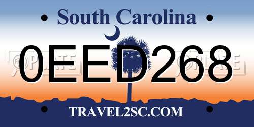 0EED268 South Carolina License Plate