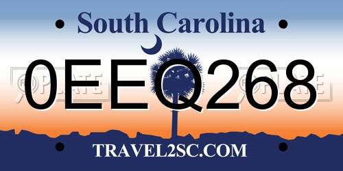 0EEQ268 South Carolina License Plate