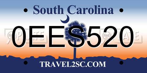 0EES520 South Carolina License Plate