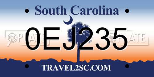 0EJ235 South Carolina License Plate