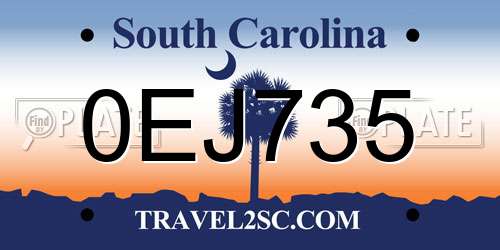 0EJ735 South Carolina License Plate