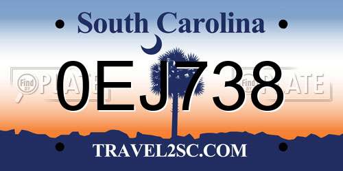0EJ738 South Carolina License Plate