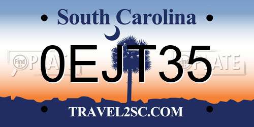 0EJT35 South Carolina License Plate