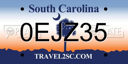 0EJZ35 South Carolina License Plate