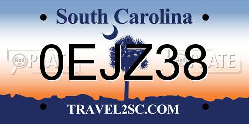 0EJZ38 South Carolina License Plate