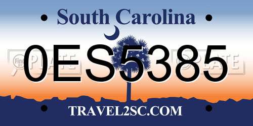 0ES5385 South Carolina License Plate