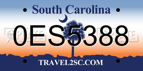 0ES5388 South Carolina License Plate